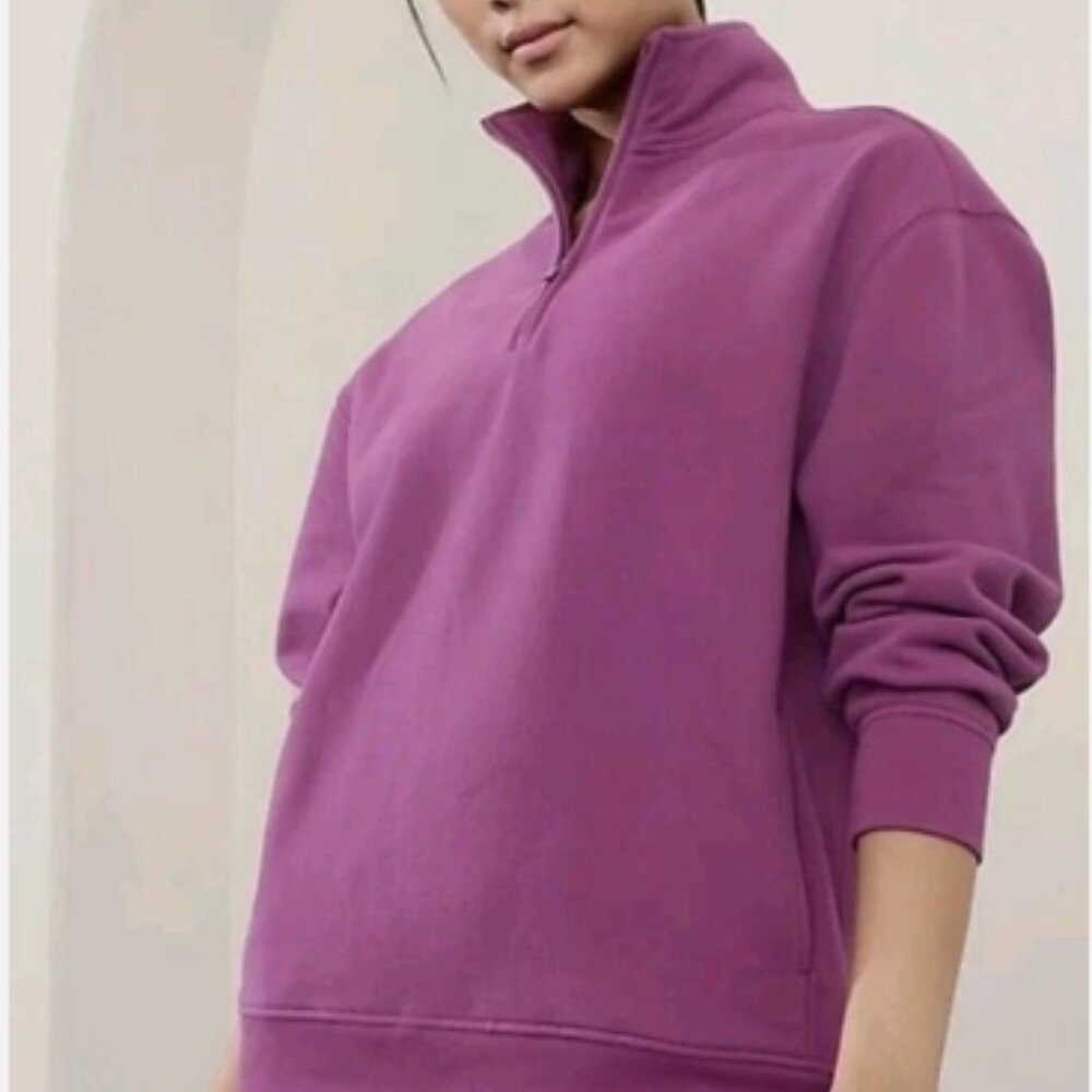 NWT Athleta Berry Forever Fleece 1/4 Zip Sweatshirt - XLT